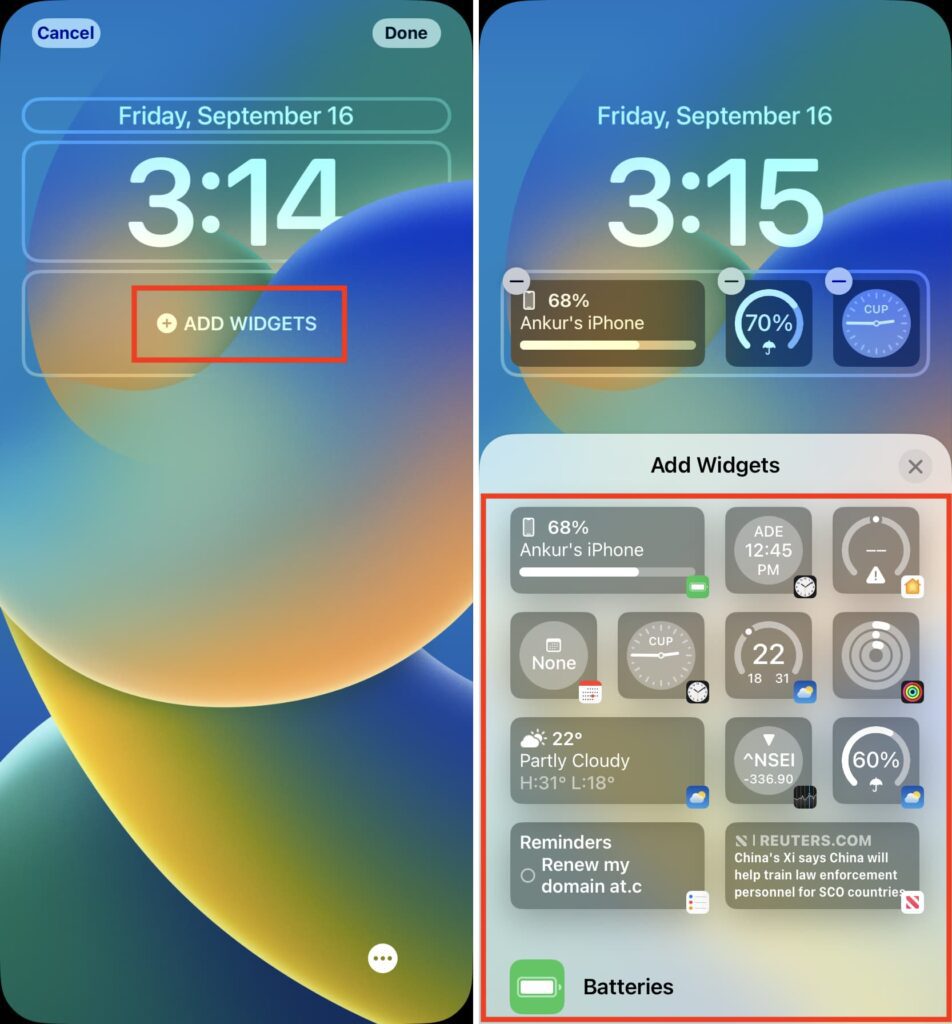 Personalizar pantalla de bloqueo iOS 16 con widgets