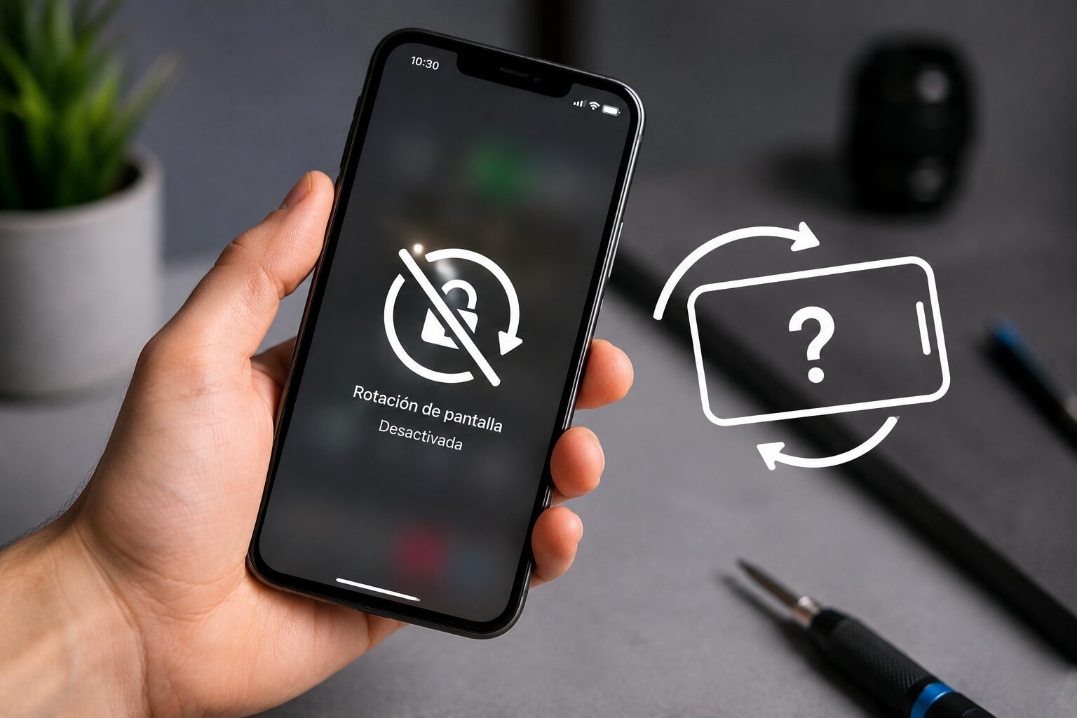 iPhone con fallo de rotación de pantalla por problema en el giroscopio