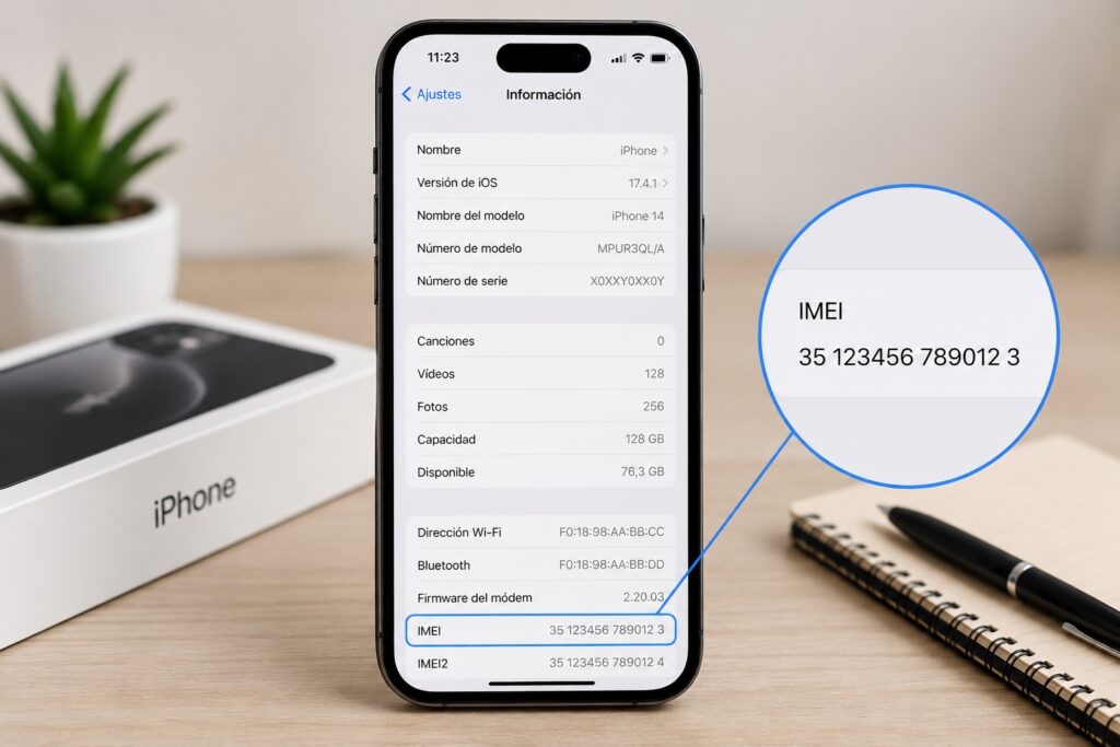 IMEI del iPhone en ajustes