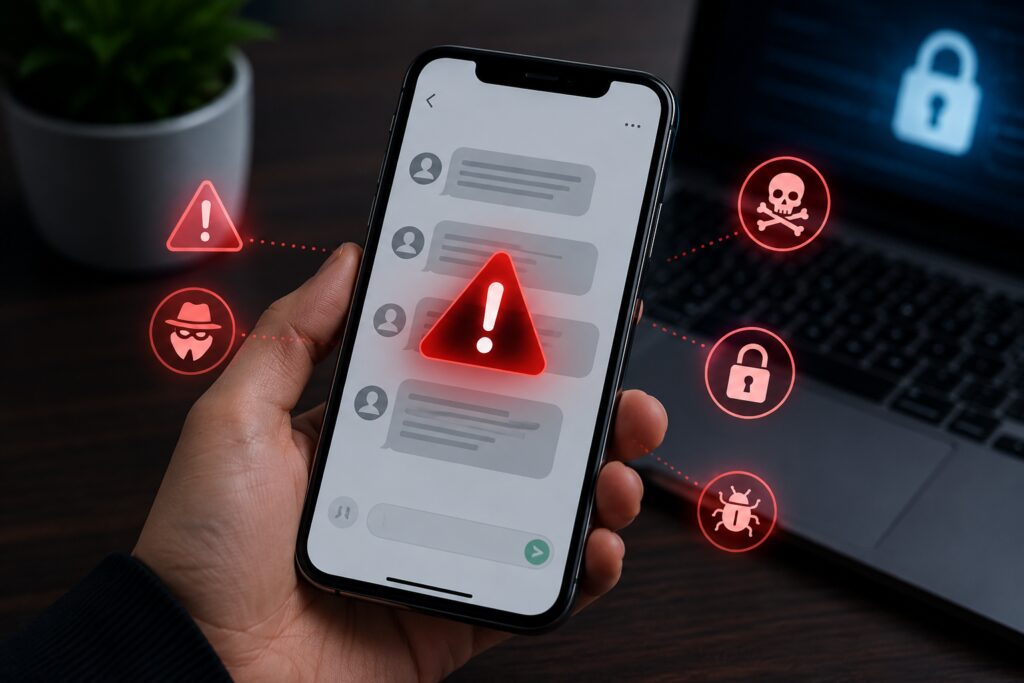 SMS sospechosos en iPhone con alerta de seguridad