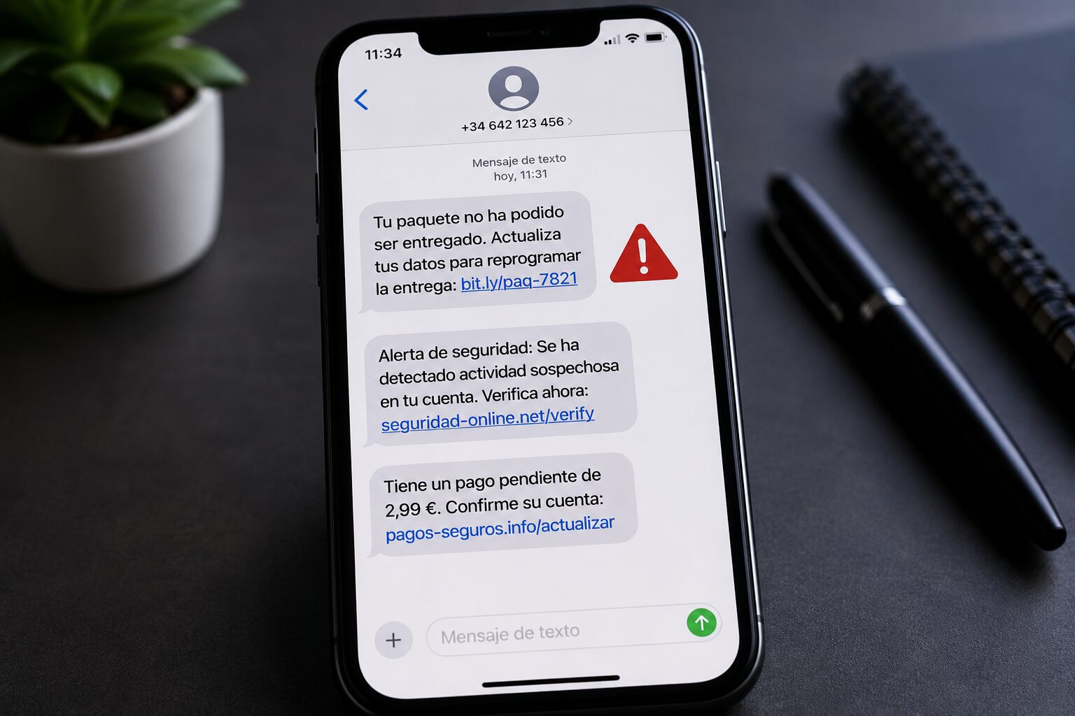 Mensajes extraños con enlaces en iPhone
