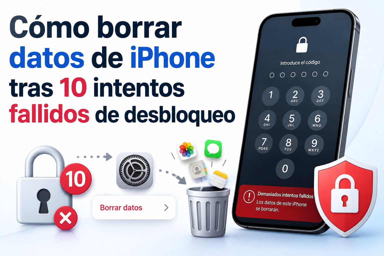 Borrar datos de iPhone tras 10 intentos fallidos